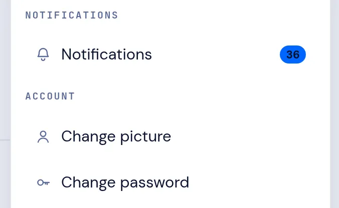 The account menu with the Notifications entry that opens the Notification Center